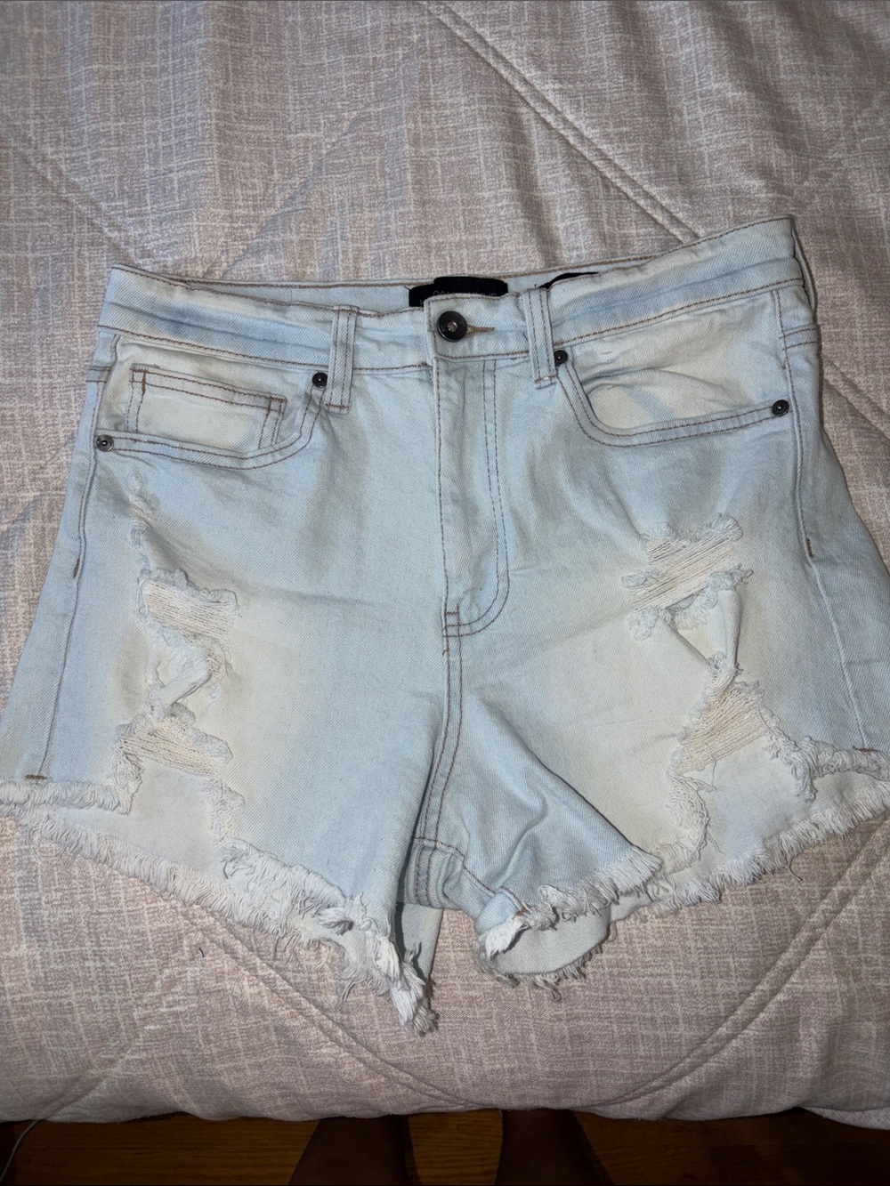 Kendall & Kylie Light Wash Distressed Denim Shorts